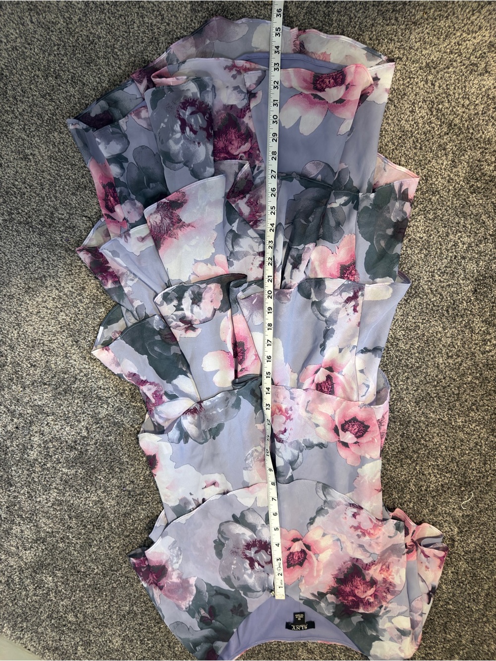 SLNY Floral Chiffon Tiered Dress Size 10 Lavender Pink - Picture 10 of 11